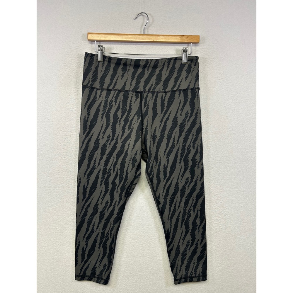 Zyia Active Abstract Tiger‎ Stripe Womens 12 Grey Black High Rise Leggings